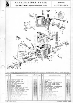 WEBER CARBURETTOR 24/32 DDC CITROËN DS 19 diagram