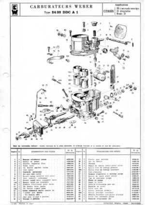 WEBER CARBURETTOR 24/32 DDC A 1 CITROËN DS/ID diagram
