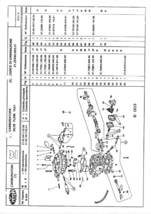 WEBER CARBURETTOR 26/28 TLDM 15A1 diagram