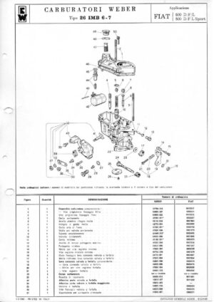 WEBER CARBURETTOR 26 IMB 6-7 FIAT 500 D/F/L/SPORT diagram