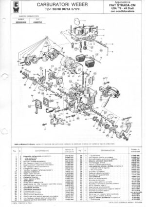WEBER CARBURETTOR 28/30 DHTA 5/179 FIAT STRADA-CM USA '79 -49 diagram