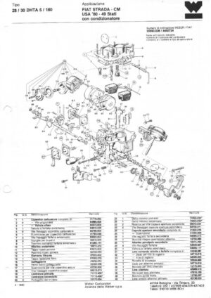 WEBER CARBURETTOR 28/30 DHTA 5/180 FIAT STRADA-CM USA '80-49 diagram
