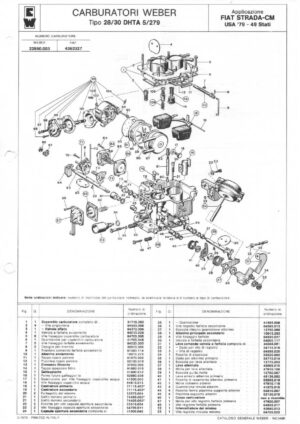 WEBER CARBURETTOR 28/30 DHTA 5/279 FIAT STRADA-CM USA '79-49 diagram