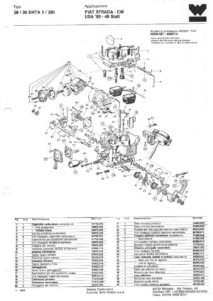 WEBER CARBURETTOR 28/30 DHTA 5/280 FIAT STRADA-CM USA '80-49 diagram