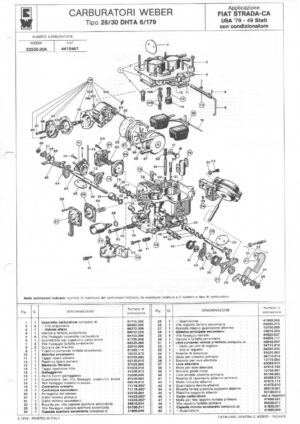 WEBER CARBURETTOR 28/30 DHTA 6/179 FIAT STRADA-CA USA '79-49 diagram