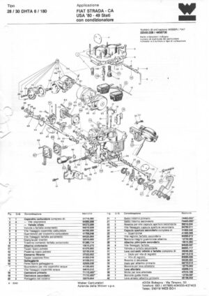 WEBER CARBURETTOR 28/30 DHTA 6/180 FIAT STRADA-CA USA '80-49 diagram