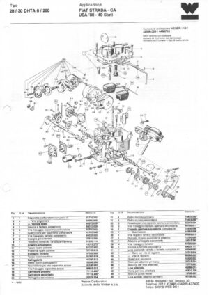 WEBER CARBURETTOR 28/30 DHTA 6/280 FIAT STRADA-CA USA '80-49 diagram
