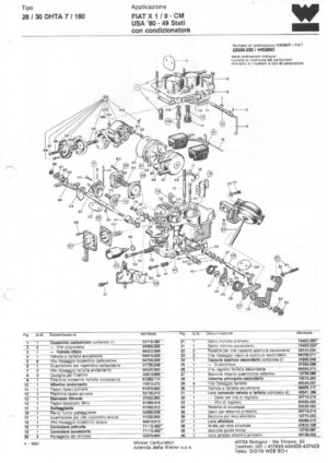 WEBER CARBURETTOR 28/30 DHTA 7/180 FIAT X 1/9-CM USA '80-49 diagram