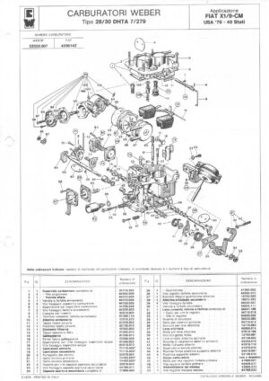 WEBER CARBURETTOR 28/30 DHTA 7/276 FIAT X1/9-CM USA '79-49 diagram