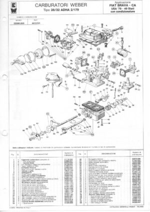 WEBER CARBURETTOR 28/32 ADHA 2/179 FIAT BRAVA-CA USA '79-49 diagram