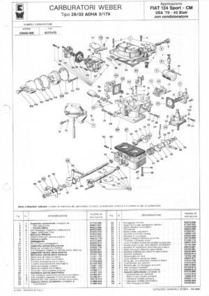 WEBER CARBURETTOR 28/32 ADHA 3/179 FIAT 124 Sport-CM USA '79 diagram