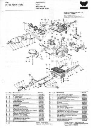 WEBER CARBURETTOR 28/32 ADHA 5/280 FIAT BRAVA-CM USA '80-49 diagram