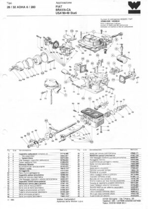 WEBER CARBURETTOR 28/32 ADHA 6/280 FIAT BRAVA-CA USA '80-49 diagram