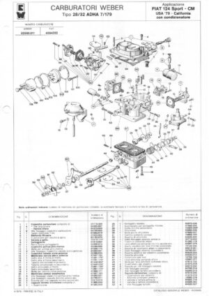 WEBER CARBURETTOR 28/32 ADHA 7/179 FIAT 124 Sport-CM USA '79 diagram