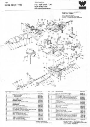 WEBER CARBURETTOR 28/32 ADHA 7/180 FIAT 124 Sport-CM USA '80-49 diagram