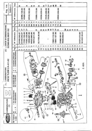 WEBER CARBURETTOR 28/32 TLDM 2/A-A1-A2 diagram