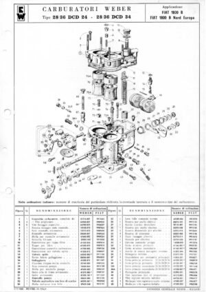 WEBER CARBURETTOR 28/36 DCD 24-28/36 DCD 34 FIAT 1800 B/FIAT 1800 B NORTH EUROPE diagram