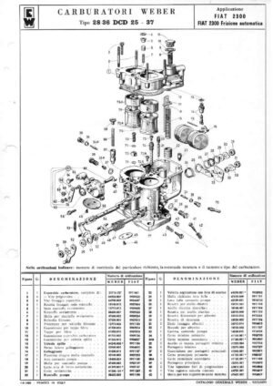 WEBER CARBURETTOR 28/36 DCD 25-37 FIAT 2300/AUTOMATIC diagram