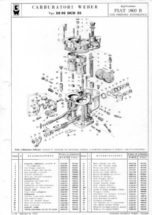WEBER CARBURETTOR 28/36 DCD 35 FIAT 1800 B AUTOMATIC diagram