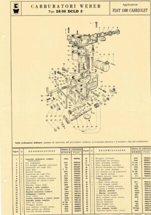 WEBER CARBURETTOR 28/36 DCLD 3 FIAT 1500 CABRIOLET diagram
