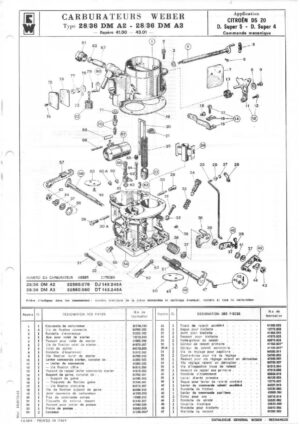 WEBER CARBURETTOR 28/36 DM A2-28/36 DM A3 CITROEN DS 20-D.Super 5-D.Super 4 MANUAL diagram