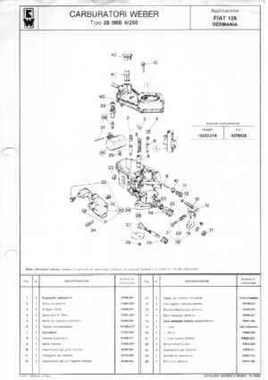 WEBER CARBURETTOR 28 IMB 4/250 FIAT 126 GERMANY diagram