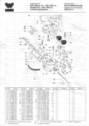 WEBER CARBURETTOR 30/32 DMTR 90/450 FIAT Ritmo 70-70S 1300 cc. Regata 70-70S 1300 cc. AUTOMATIC diagram