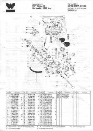 WEBER CARBURETTOR 30/32 DMTR 91/250 FIAT Ritmo 75 GERMANY - 1500 c.c. diagram