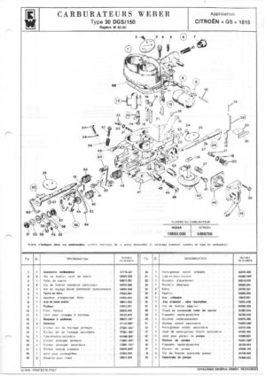 WEBER CARBURETTOR 30 DGS/150 CITROEN -GS- 1015 diagram