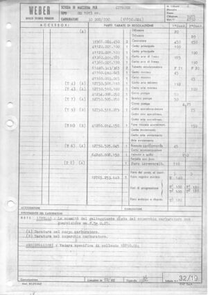WEBER CARBURETTOR 30 DGS/200 CITROEN GS 1015 cc. diagram