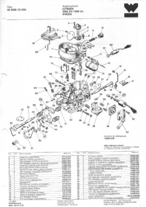 WEBER CARBURETTOR 30 DGS 23/250 CITROEN GSA X3-1300 cc. SWEDEN diagram