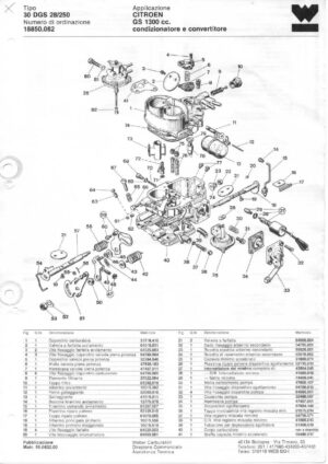 WEBER CARBURETTOR 30 DGS 28/250 CITROEN GS 1300 cc. conditioner and converter diagram