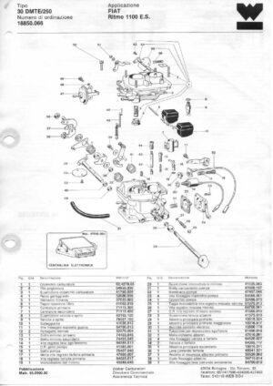 WEBER CARBURETTOR 30 DMTE/250 FIAT Ritmo 1100 E.S. diagram
