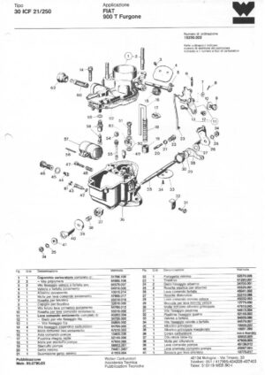 WEBER CARBURETTOR 30 ICF 21/250 FIAT 900 T Furgone diagram