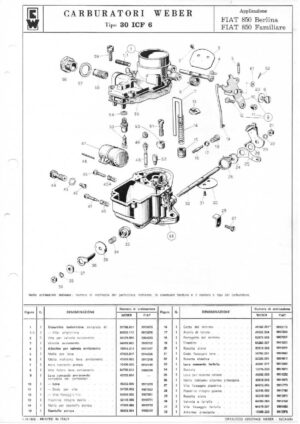 WEBER CARBURETTOR 30 ICF 6 FIAT 850 Berlina/Familiare diagram