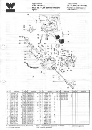 WEBER CARBURETTOR 32/34 DMTR 107/150 FIAT REGATA 1500 cc. - Egypt diagram