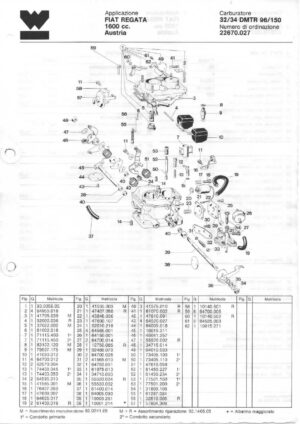 WEBER CARBURETTOR 32/34 DMTR 96/150 FIAT REGATA 1600 cc. Austria diagram