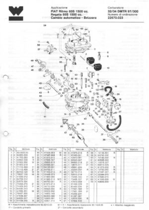 WEBER CARBURETTOR 32/34 DMTR 97/300 FIAT 85S 1500 cc. Regata 85S 1500 cc. Automatic - Switzerland diagram