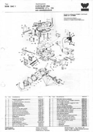 WEBER CARBURETTOR 32/36 DAC 1 CHRYSLER USA HORIZON 1,7 L. - CA diagram