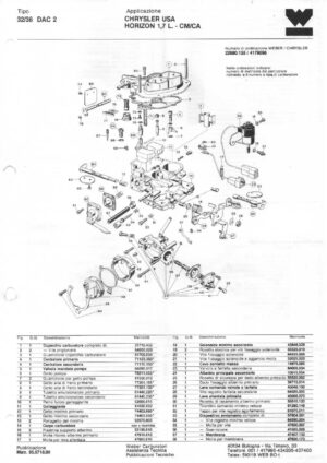 WEBER CARBURETTOR 32/36 DAC 2 CHRYSLER USA HORIZON 1,7 L. - CM/CA diagram
