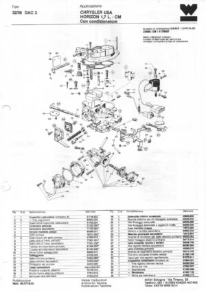 WEBER CARBURETTOR 32/36 DAC 3 CHRYSLER USA HORIZON 1,7 L. - CM diagram