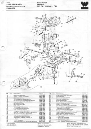 WEBER CARBURETTOR 32/36 DARA 6/101 RENAULT R20 TX 2200 cc. - CM diagram