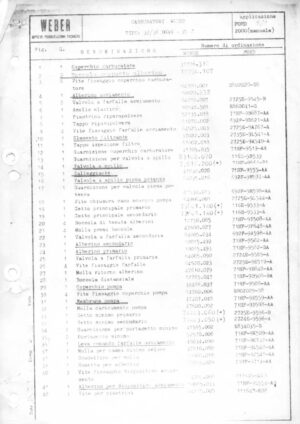 WEBER CARBURETTOR 32/36 DGAV - 3B 2 FORD 2000 Manual diagram