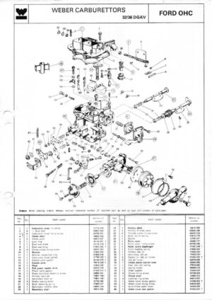 WEBER CARBURETTOR 32/36 DGAV FORD OHC diagram