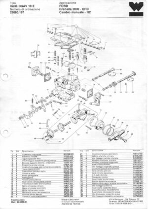WEBER CARBURETTOR 32/36 DGAV 10 E FORD GRANADA 2000 - OHC Manual - '82 diagram