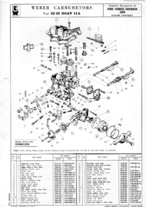 WEBER CARBURETTOR 32/36 DGAV 11A FORD CONSUL/GRANADA 2000 Automatic diagram