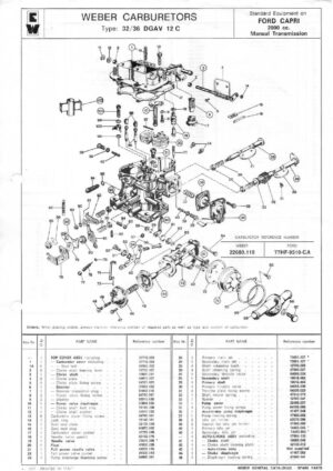 WEBER CARBURETTOR 32/36 DGAV 12C FORD CAPRI 2000 cc. Manual diagram