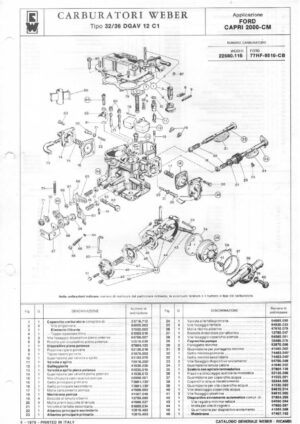 WEBER CARBURETTOR 32/36 DGAV 12 C1 FORD CAPRI 2000-CM diagram