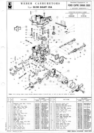 WEBER CARBURETTOR 32/36 DGAV 13A FORD CAPRI/DIANA 2000 Automatic diagram