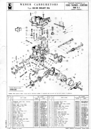 WEBER CARBURETTOR 32/36 DGAV 2A FORD TAUNUS/CORTINA 1600 GT Automatic diagram
